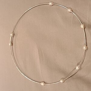 Pearl sterling silver choker necklace